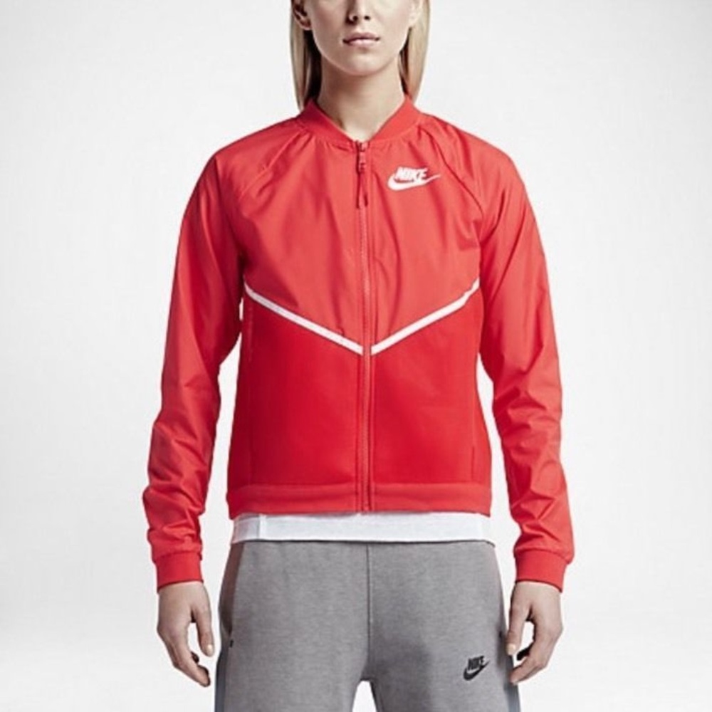 NIKE TECH HYPERMESH BOMBER RUNNING JACKET Red NEW